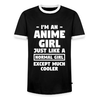 Anime girl Anime Anime Merch Geschenk - Männer Kontrast-T-Shirt - Schwarz/Weiß - Vorne - AI Model Female 172 light (172cm) & AI Model Male 178 light (178cm)