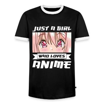 Anime merch Anime Anime Merchandise Geschenk - Männer Kontrast-T-Shirt - Schwarz/Weiß - Vorne - AI Model Female 172 light (172cm) & AI Model Male 178 light (178cm)