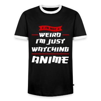 Anime merch Anime Anime Merchandise Geschenk - Männer Kontrast-T-Shirt - Schwarz/Weiß - Vorne - AI Model Female 172 light (172cm) & AI Model Male 178 light (178cm)
