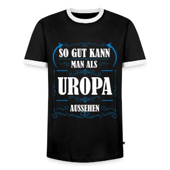 Uropa Familie Uropas Geschenk - Männer Kontrast-T-Shirt - Schwarz/Weiß - Vorne - AI Model Female 172 light (172cm) & AI Model Male 178 light (178cm)