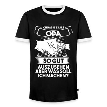 Opa Großvater Großeltern Geschenk - Männer Kontrast-T-Shirt - Schwarz/Weiß - Vorne - AI Model Female 172 light (172cm) & AI Model Male 178 light (178cm)