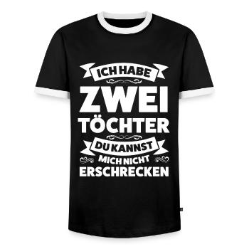 Eltern 2 Töchter Papa von 2 Töchtern Geschenk - Männer Kontrast-T-Shirt - Schwarz/Weiß - Vorne - AI Model Female 172 light (172cm) & AI Model Male 178 light (178cm)