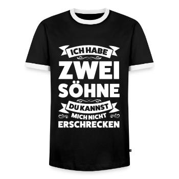 Eltern 2 Söhne Papa von 2 Söhnen Geschenk - Männer Kontrast-T-Shirt - Schwarz/Weiß - Vorne - AI Model Female 172 light (172cm) & AI Model Male 178 light (178cm)