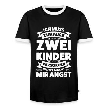 Eltern 2 Kinder Mama von 2 Kindern Geschenk - Männer Kontrast-T-Shirt - Schwarz/Weiß - Vorne - AI Model Female 172 light (172cm) & AI Model Male 178 light (178cm)