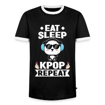 Kpop merch kpop panda Panda-Liebhaber Geschenk - Männer Kontrast-T-Shirt - Schwarz/Weiß - Vorne - AI Model Female 172 light (172cm) & AI Model Male 178 light (178cm)