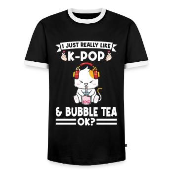Blase Tee kpop Blase Tee Katze Katze Lover Geschen - Männer Kontrast-T-Shirt - Schwarz/Weiß - Vorne - AI Model Female 172 light (172cm) & AI Model Male 178 light (178cm)