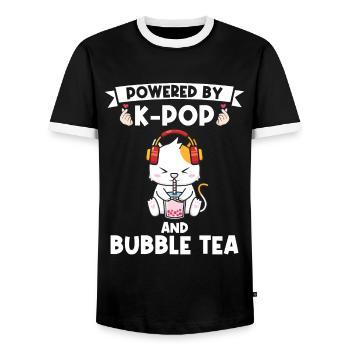 Blase Tee kpop Blase Tee Katze Katze Lover Geschen - Männer Kontrast-T-Shirt - Schwarz/Weiß - Vorne - AI Model Female 172 light (172cm) & AI Model Male 178 light (178cm)