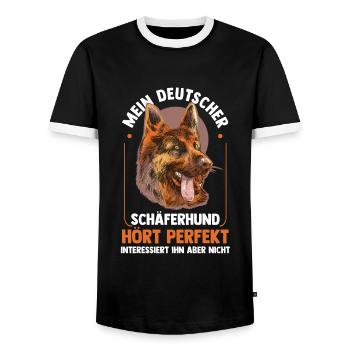 Hund Hundebesitzer Hund Schäferhund Geschenk - Männer Kontrast-T-Shirt - Schwarz/Weiß - Vorne - AI Model Female 172 light (172cm) & AI Model Male 178 light (178cm)