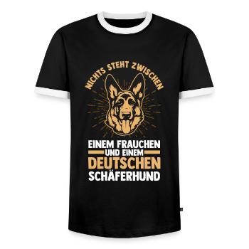 Hund Hundebesitzer Hund Schäferhund Liebhaber Gesc - Männer Kontrast-T-Shirt - Schwarz/Weiß - Vorne - AI Model Female 172 light (172cm) & AI Model Male 178 light (178cm)
