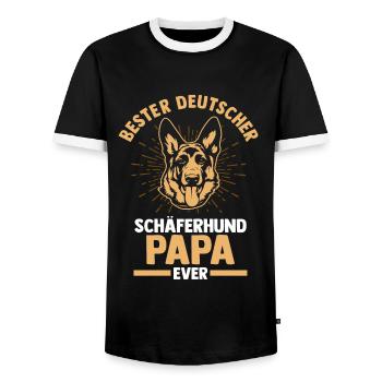 Schäferhund Papa Hund Deutsche Schäferhunde Gesche - Männer Kontrast-T-Shirt - Schwarz/Weiß - Vorne - AI Model Female 172 light (172cm) & AI Model Male 178 light (178cm)