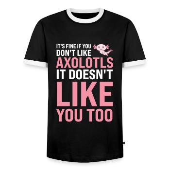 Axolotl Axolotl Tiergeschenk - Männer Kontrast-T-Shirt - Schwarz/Weiß - Vorne - AI Model Female 172 light (172cm) & AI Model Male 178 light (178cm)