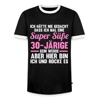 30. Geburtstag 30 Jahre 30 Jahre alt Geschenk - Männer Kontrast-T-Shirt - Schwarz/Weiß - Vorne - AI Model Female 172 light (172cm) & AI Model Male 178 light (178cm)