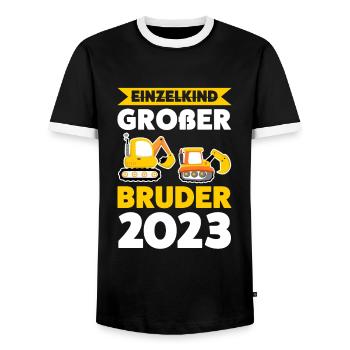 Großer Bruder 2023 Bagger Grosser Bruder 2023 Gesc - Männer Kontrast-T-Shirt - Schwarz/Weiß - Vorne - AI Model Female 172 light (172cm) & AI Model Male 178 light (178cm)