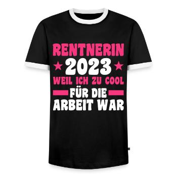 Rentnerin 2023 Rente Rentnerin Geschenk - Männer Kontrast-T-Shirt - Schwarz/Weiß - Vorne - AI Model Female 172 light (172cm) & AI Model Male 178 light (178cm)