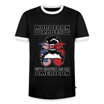 Marokko Marokkaner Marokkanische Wurzeln Geschenk - Männer Kontrast-T-Shirt - Schwarz/Weiß - Vorne - AI Model Female 172 light (172cm) & AI Model Male 178 light (178cm)