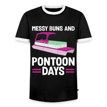 Ponton Pontonierboot Geschenk - Männer Kontrast-T-Shirt - Schwarz/Weiß - Vorne - AI Model Female 172 light (172cm) & AI Model Male 178 light (178cm)