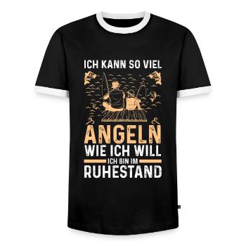 Angeln Rentner Angler Geschenk - Männer Kontrast-T-Shirt - Schwarz/Weiß - Vorne - AI Model Female 172 light (172cm) & AI Model Male 178 light (178cm)