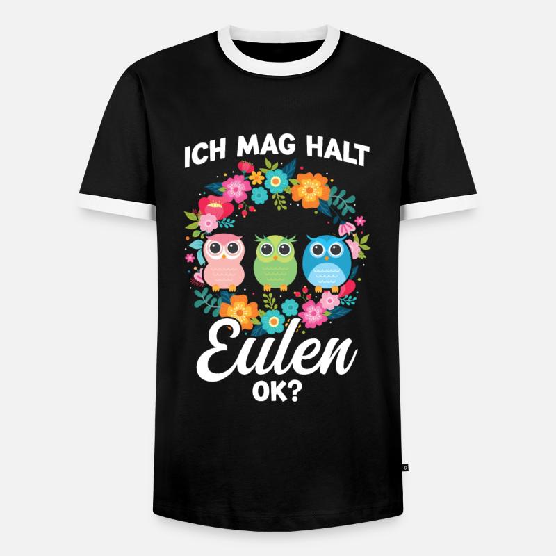 Eule Vogel Eulen Geschenk - Männer Kontrast-T-Shirt - Schwarz/Weiß