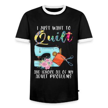Quilten Quilten Quilting Maschine Geschenk - Männer Kontrast-T-Shirt - Schwarz/Weiß - Vorne - AI Model Female 172 light (172cm) & AI Model Male 178 light (178cm)