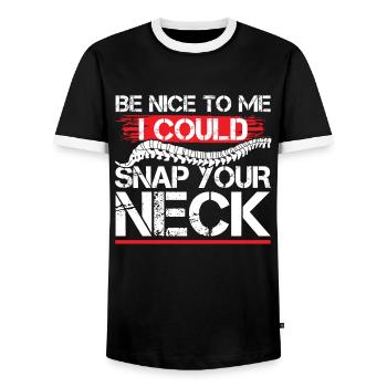 Physiotherapeut Chiropraktiker Chiropraktikerin Ge - Männer Kontrast-T-Shirt - Schwarz/Weiß - Vorne - AI Model Female 172 light (172cm) & AI Model Male 178 light (178cm)