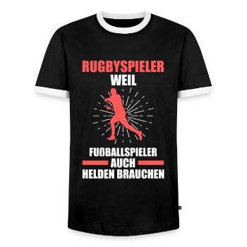 Rugby Sport Rugbyspiel Geschenk - Männer Kontrast-T-Shirt - Schwarz/Weiß - Vorne - AI Model Female 172 light (172cm) & AI Model Male 178 light (178cm)