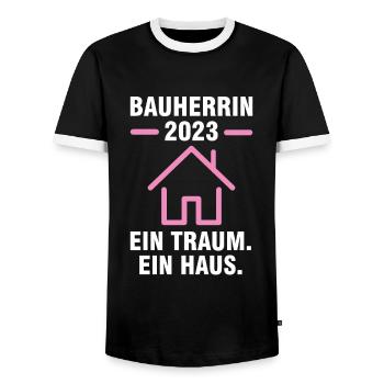 Bauherrin 2023 Hausbau Bauleiterin Geschenk - Männer Kontrast-T-Shirt - Schwarz/Weiß - Vorne - AI Model Female 172 light (172cm) & AI Model Male 178 light (178cm)