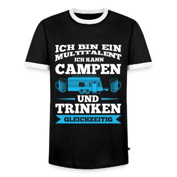 Campen Trinken Camper Geschenk - Männer Kontrast-T-Shirt - Schwarz/Weiß - Vorne - AI Model Female 172 light (172cm) & AI Model Male 178 light (178cm)