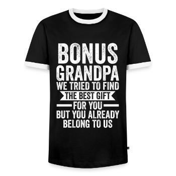 Stief-Opa Bonus-Opa Stief-Großvater Geschenk - Männer Kontrast-T-Shirt - Schwarz/Weiß - Vorne - AI Model Female 172 light (172cm) & AI Model Male 178 light (178cm)