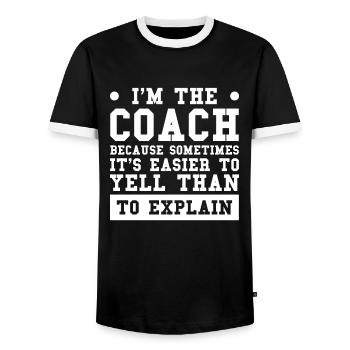 Trainer Trainer Sport Geschenk - Männer Kontrast-T-Shirt - Schwarz/Weiß - Vorne - AI Model Female 172 light (172cm) & AI Model Male 178 light (178cm)
