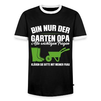 Garten Opa Gnome Großvater Geschenk - Männer Kontrast-T-Shirt - Schwarz/Weiß - Vorne - AI Model Female 172 light (172cm) & AI Model Male 178 light (178cm)