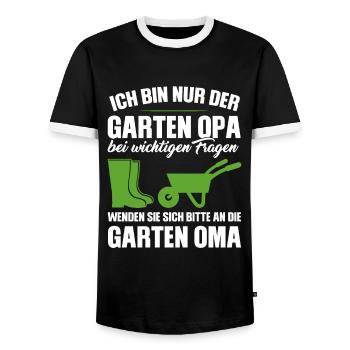 Garten Opa Gnome Gärtnern Geschenk - Männer Kontrast-T-Shirt - Schwarz/Weiß - Vorne - AI Model Female 172 light (172cm) & AI Model Male 178 light (178cm)