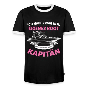 Boot Segeln Kapitän Geschenk - Männer Kontrast-T-Shirt - Schwarz/Weiß - Vorne - AI Model Female 172 light (172cm) & AI Model Male 178 light (178cm)