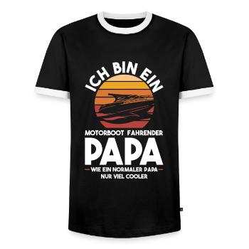 Motorboot Papa Vater Geschenk - Männer Kontrast-T-Shirt - Schwarz/Weiß - Vorne - AI Model Female 172 light (172cm) & AI Model Male 178 light (178cm)