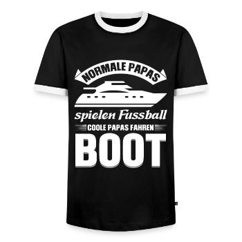 Boot Papa Segler Geschenk - Männer Kontrast-T-Shirt - Schwarz/Weiß - Vorne - AI Model Female 172 light (172cm) & AI Model Male 178 light (178cm)