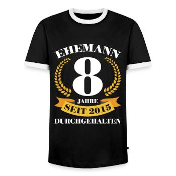 8. Hochzeitstag Ehemann Blecherne Hochzeit Geschen - Männer Kontrast-T-Shirt - Schwarz/Weiß - Vorne - AI Model Female 172 light (172cm) & AI Model Male 178 light (178cm)