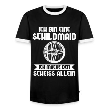 Schildmaid Wikinger Wikinger Prinzessin Geschenk - Männer Kontrast-T-Shirt - Schwarz/Weiß - Vorne - AI Model Female 172 light (172cm) & AI Model Male 178 light (178cm)