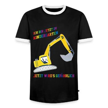 Kindergarten Bagger Kita Geschenk - Männer Kontrast-T-Shirt - Schwarz/Weiß - Vorne - AI Model Female 172 light (172cm) & AI Model Male 178 light (178cm)