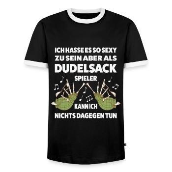 Dudelsack Musiker Bagpipe Geschenk - Männer Kontrast-T-Shirt - Schwarz/Weiß - Vorne - AI Model Female 172 light (172cm) & AI Model Male 178 light (178cm)