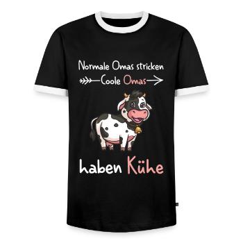 Kuh Oma Kuh Oma Geschenk - Männer Kontrast-T-Shirt - Schwarz/Weiß - Vorne - AI Model Female 172 light (172cm) & AI Model Male 178 light (178cm)