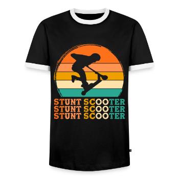 Stunt Scooter Retro Design Stunt Scooter Geschenk - Männer Kontrast-T-Shirt - Schwarz/Weiß - Vorne - AI Model Female 172 light (172cm) & AI Model Male 178 light (178cm)