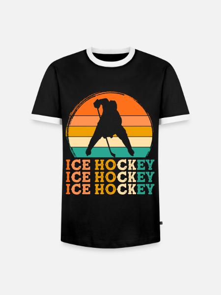 Eishockeyspieler Retro-Design Eishockeyspieler Ges - Männer Kontrast-T-Shirt - Schwarz/Weiß