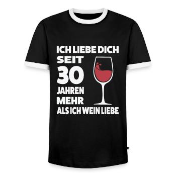 30 Jahre Ehe Wein 30. Hochzeitstag Geschenk - Männer Kontrast-T-Shirt - Schwarz/Weiß - Vorne - AI Model Female 172 light (172cm) & AI Model Male 178 light (178cm)