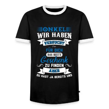Onkel Familie Onkels Geschenk - Männer Kontrast-T-Shirt - Schwarz/Weiß - Vorne - AI Model Female 172 light (172cm) & AI Model Male 178 light (178cm)