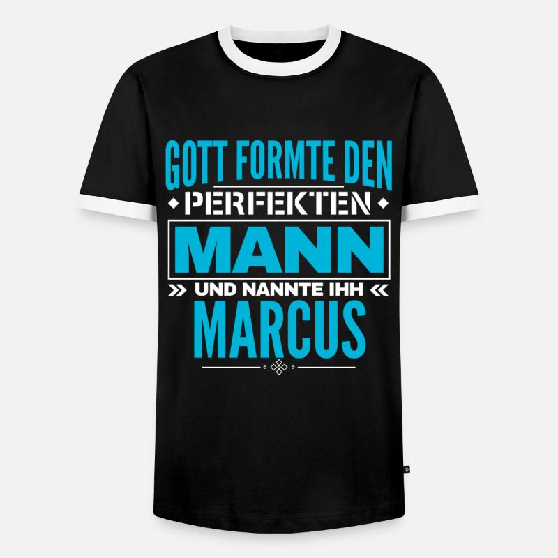 Marcus Name Design - Männer Kontrast-T-Shirt - Schwarz/Weiß