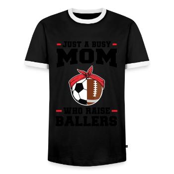 baller fussball baller Geschenk - Männer Kontrast-T-Shirt - Schwarz/Weiß - Vorne - AI Model Female 172 light (172cm) & AI Model Male 178 light (178cm)