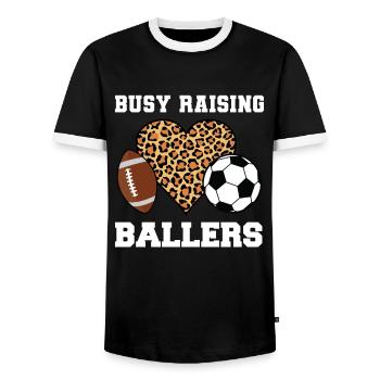 baller fussball baller Geschenk - Männer Kontrast-T-Shirt - Schwarz/Weiß - Vorne - AI Model Female 172 light (172cm) & AI Model Male 178 light (178cm)