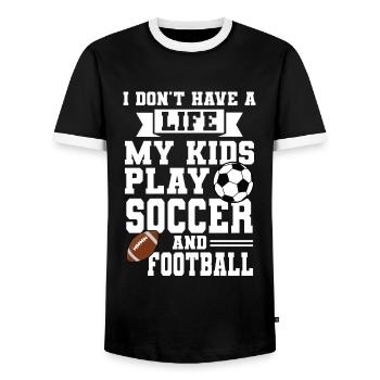 baller fussball baller Geschenk - Männer Kontrast-T-Shirt - Schwarz/Weiß - Vorne - AI Model Female 172 light (172cm) & AI Model Male 178 light (178cm)