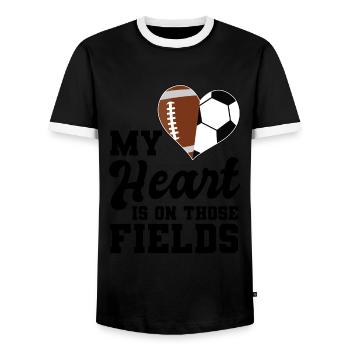 baller fussball baller Geschenk - Männer Kontrast-T-Shirt - Schwarz/Weiß - Vorne - AI Model Female 172 light (172cm) & AI Model Male 178 light (178cm)