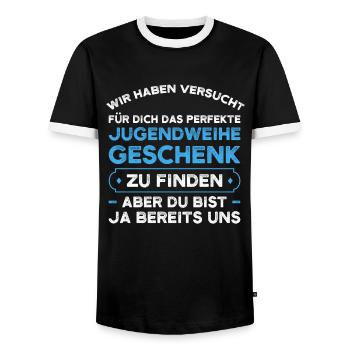 Jugendweihe Jugend Erwachsen Werden Geschenk - Männer Kontrast-T-Shirt - Schwarz/Weiß - Vorne - AI Model Female 172 light (172cm) & AI Model Male 178 light (178cm)