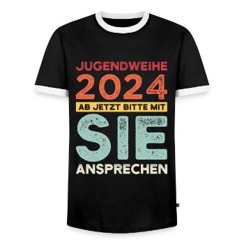 Jugendweihe 2024 Jugend Erwachsen Werden Geschenk - Männer Kontrast-T-Shirt - Schwarz/Weiß - Vorne - AI Model Female 172 light (172cm) & AI Model Male 178 light (178cm)